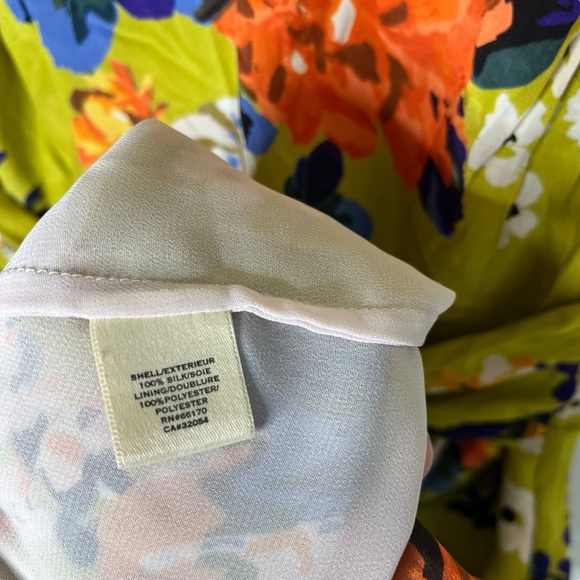 Moulinette Soeurs Anthro 100% Silk Green Floral Short Cap Sleeve A-Line Dress 6 - Picture 8 of 9